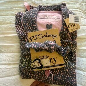 PJ Salvage Sleeeeping in flannel set! XS - with headband - Brand new with tags!